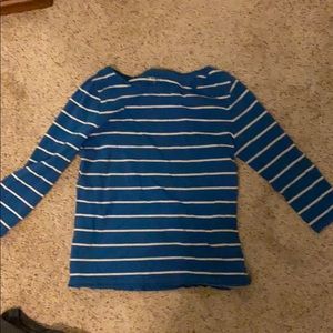 blue and shite horizontal striped shirt